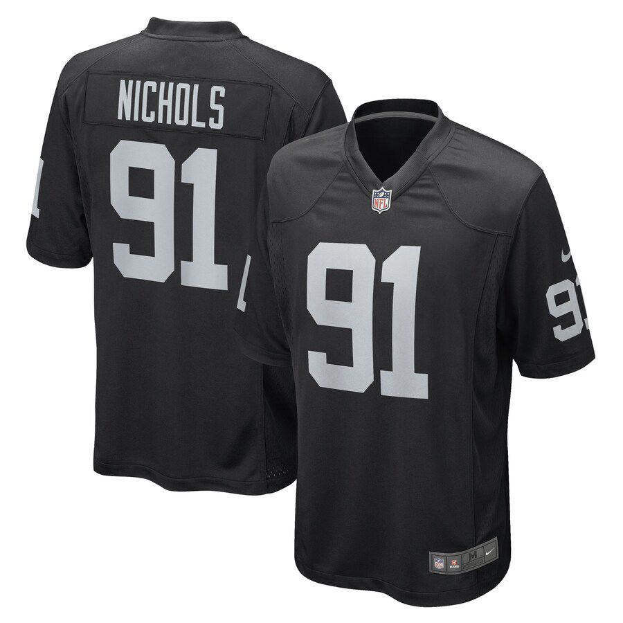 Men Las Vegas Raiders #91 Bilal Nichols Nike Black Game Player NFL Jersey->women nfl jersey->Women Jersey